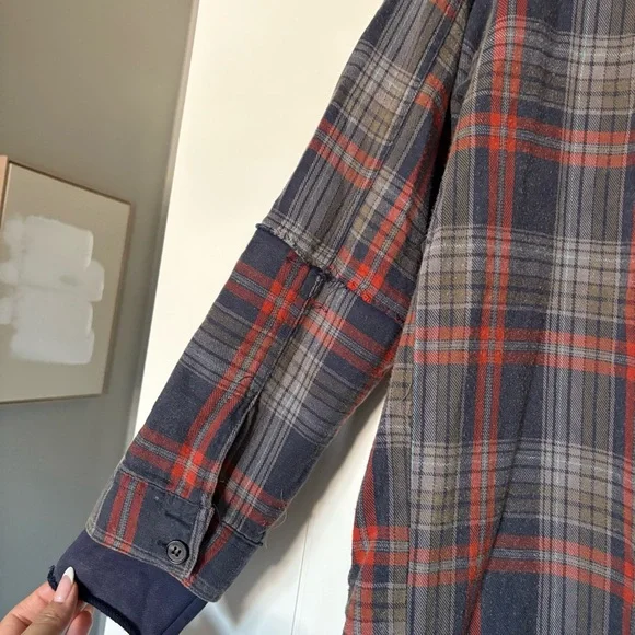 Oli & Hali Hooded Flannel Hooded Shacket Shirt dress size small - Picture 9 of 11